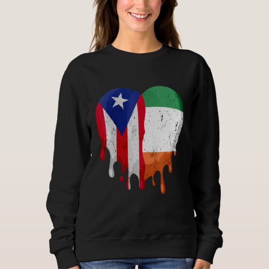 Puerto Rico Italy Flag Heart Citizen Grown Patriot スウェットシャツ (正面)