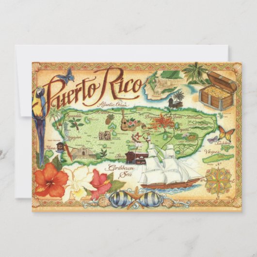 Puerto Rico Map 5x7 Big Postcard (正面)