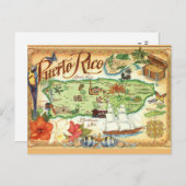 Puerto Rico Map  Postcard ポストカード (正面/裏面)