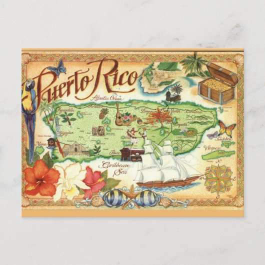 Puerto Rico Map  Postcard ポストカード (正面)