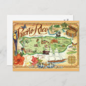 Puerto Rico Map  Postcard ポストカード (正面/裏面)