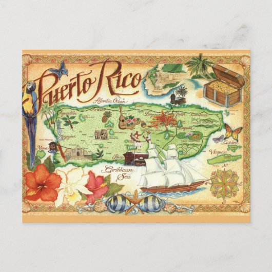 Puerto Rico Map  Postcard ポストカード (正面)