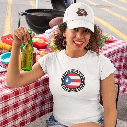 Puerto Rico National Flag Round Logo Tシャツ