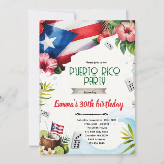 Puerto Rico party theme invitation 招待状 (正面)