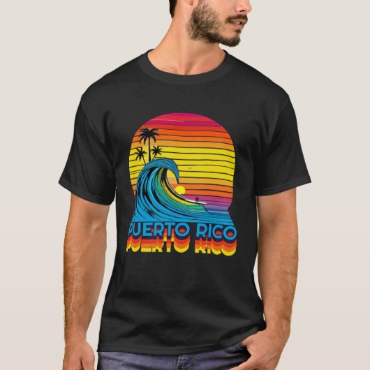 Puerto Rico Retro Throwback Surf & Beach Souvenir Tシャツ (正面)