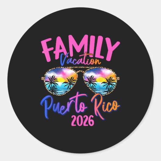 Puerto Rico Vacation 2026 Souvenir Matching Family ラウンドシール (正面)