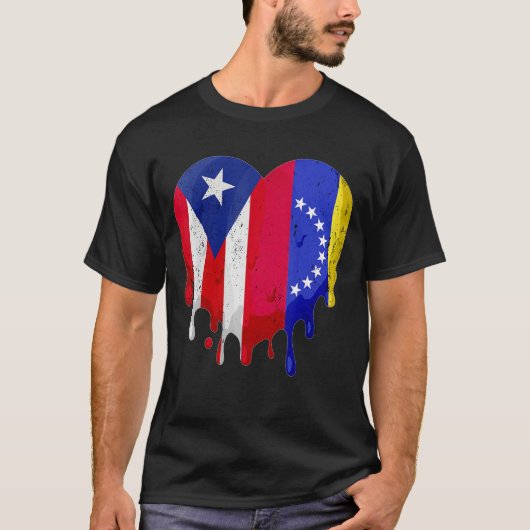 Puerto Rico Venezuela Flag Heart Grown Patriot Cou Tシャツ (正面)