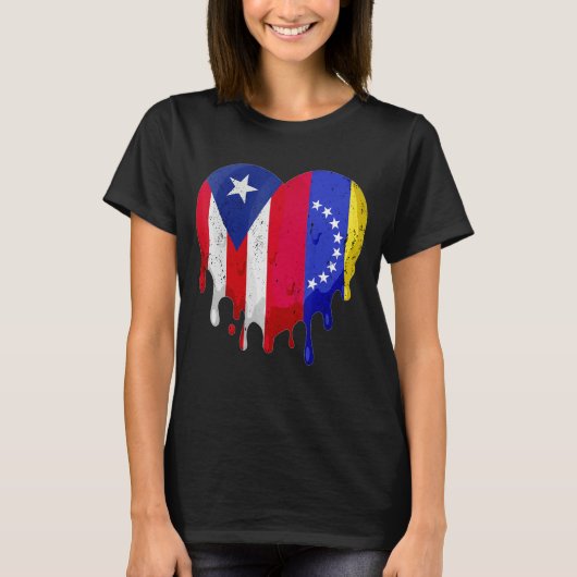 Puerto Rico Venezuela Flag Heart Grown Patriot Cou Tシャツ (正面)