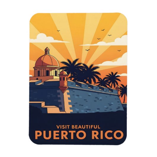 Puerto Rico Vintage travel マグネット (縦)
