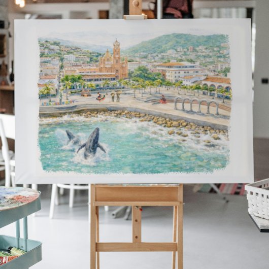 Puerto Vallarta Illustrated Malecón ポストカード