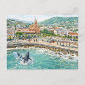 Puerto Vallarta Illustrated Malecón ポストカード (正面)