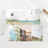 Puerto Vallarta Illustrated Wedding Map 三つ折り招待状