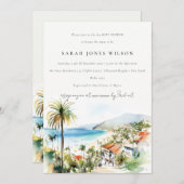 Puerto Vallarta Mexico Watercolor Baby Shower 招待状 (正面/裏面)