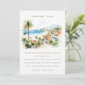 Puerto Vallarta Mexico Watercolor scape Wedding サンキューカード (スタンド正面)
