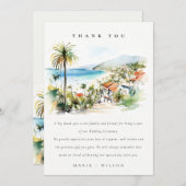 Puerto Vallarta Mexico Watercolor scape Wedding サンキューカード (正面/裏面)