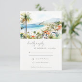 Puerto Vallarta Mexico Watercolor Scape Wedding 出欠カード (スタンド正面)