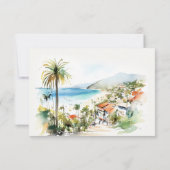 Puerto Vallarta Mexico Watercolor Scape Wedding 出欠カード (裏面)