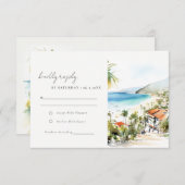 Puerto Vallarta Mexico Watercolor Scape Wedding 出欠カード (正面/裏面)