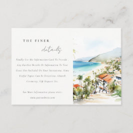 Puerto Vallarta Mexico Watercolor Wedding Details エンクロージャーカード