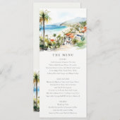 Puerto Vallarta Mexico Watercolor Wedding Menu 招待状 (正面/裏面)