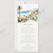 Puerto Vallarta Mexico Watercolor Wedding Menu 招待状 (正面)