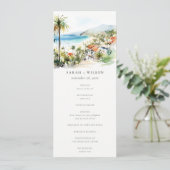 Puerto Vallarta Mexico Watercolor Wedding Program 招待状 (スタンド正面)