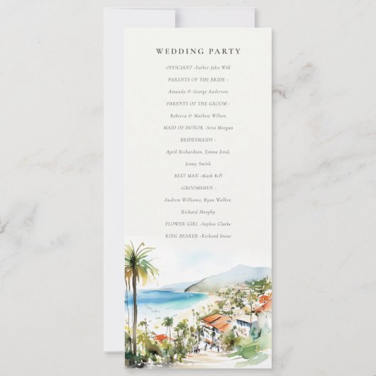 Puerto Vallarta Mexico Watercolor Wedding Program 招待状 (裏面)