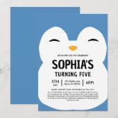 Puff The Penguin Squishmallow Birthday Party 招待状 (正面/裏面)