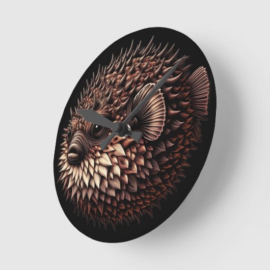 Puffer Fish ラウンド壁時計 (傾斜)