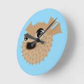 Puffer Fish ラウンド壁時計 (傾斜)
