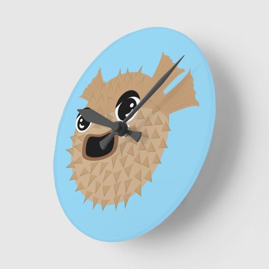 Puffer Fish ラウンド壁時計 (傾斜)