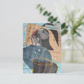 Puffin and Fish Chapter Eleven Mixed Media Collage ポストカード (スタンド正面)