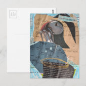 Puffin and Fish Chapter Eleven Mixed Media Collage ポストカード (正面/裏面)