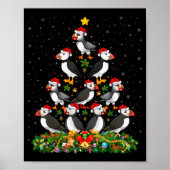 Puffin Bird Xmas Tree Gift Santa Hat Puffin Christ ポスター (正面)