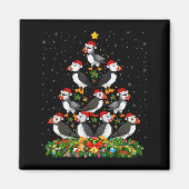 Puffin Bird Xmas Tree Gift Santa Hat Puffin Christ マグネット (正面)