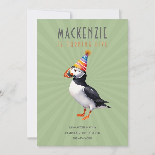 Puffin Birthday Invitation 招待状 (正面)
