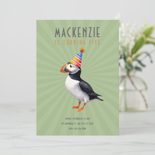 Puffin Birthday Invitation 招待状 (スタンド正面)
