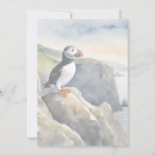 Puffin Watercolor Invitation 招待状 (裏面)