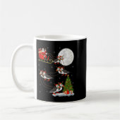 Puffins Bird Santa Sleigh Flying Funny Magical Chr コーヒーマグカップ (左)