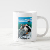 Puffins & Cruise Ship -アラスカ州ジュノー ジャンボコーヒーマグカップ (右)