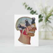 Puffins on the Brain Surreal mixed media collage  ポストカード (スタンド正面)
