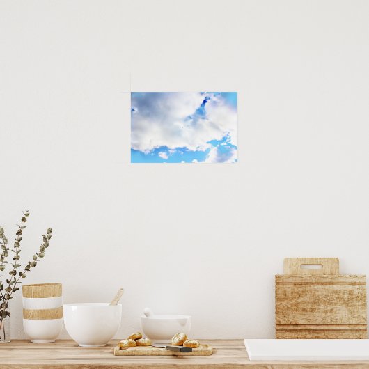 Puffy White Clouds and Blue Sky ポスター (キッチン)