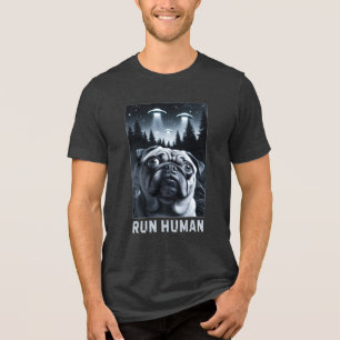 Pugおもしろい Selfie UFOエイリアン遭遇ドッグギフト トライブレンドTシャツ