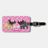 Pugかわいこちゃんストライプピンクのとポーズカスタマイズ-  ラゲッジタグ (正面横)