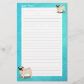 Pugとバラあなたの名前スローガンかわいい犬 便箋 (正面)