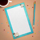 Pugとバラあなたの名前スローガンかわいい犬 便箋