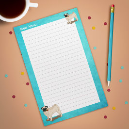 Pugとバラあなたの名前スローガンかわいい犬 便箋