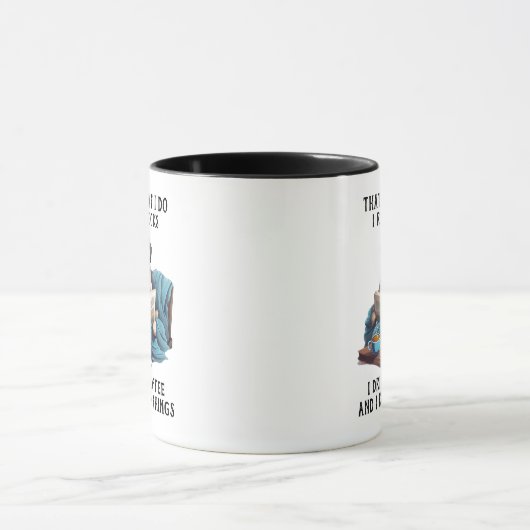 Pugの本読とコーヒーマグを飲む マグカップ (中央)