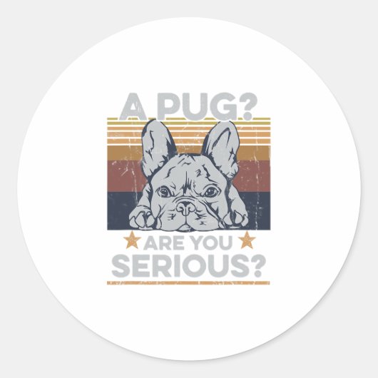 Pugはフランス人の所有者のための深刻な引用文である ラウンドシール (正面)