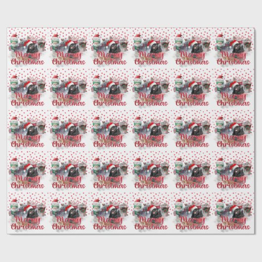 Pugクリスマスをテーマにした ラッピングペーパー (フラット)
